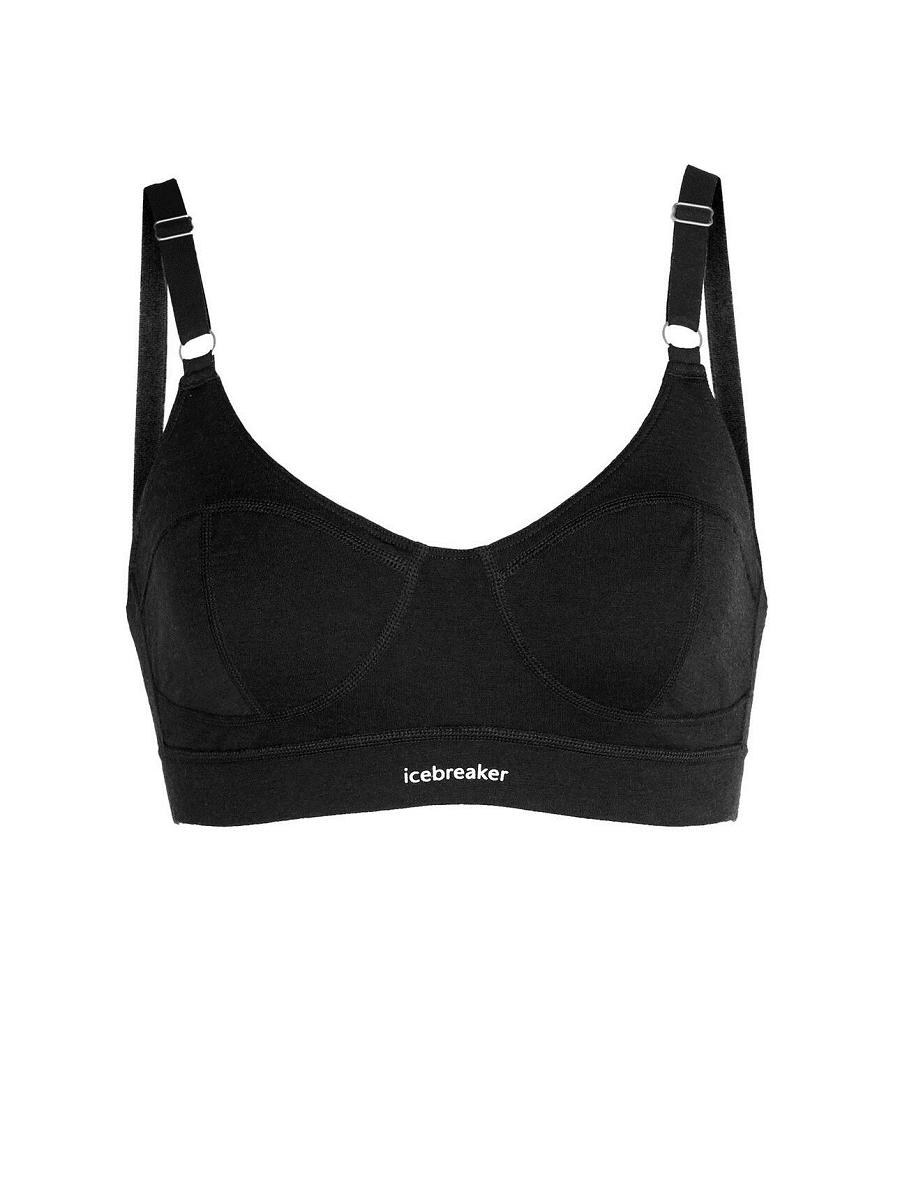 Black Icebreaker Merino Queens Clasp Women's Bras | AU 1811FDNM